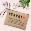 Women Cosmetic Bag Neceser Makeup Bags Maman Tata Soeur Amie Definition Print Linen Zipper Pouch Travel Toiletry Organizer Gifts 1
