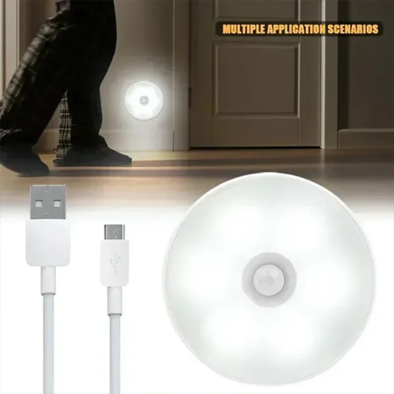 Motion Sensor Puck Lights LED Wireless USB Rechargeable Under Cabinet Shelf Display Closet Counter