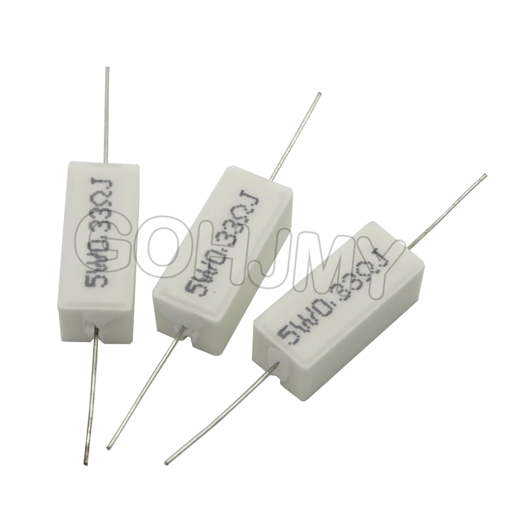 10PCS 5W Cement resistance 0.1 ~ 10k ohm 0.33R 1R 10R 100R 0.22 0.33 1 10 100 1K 10K ohm Cement resistor