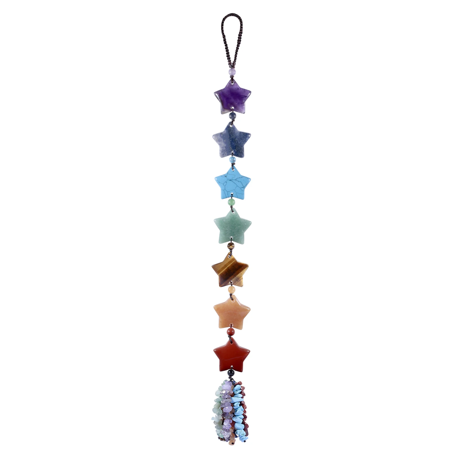 7 Chakra Crystal Star Hanging Ornament with Chip Stones Tassels Feng Shui Ornament Home Car Decoration Reiki Meditation 14-14.5 by24 incense burner cross crafts utensils chapel antique carved christian church prayer religious decoration home worship gifts