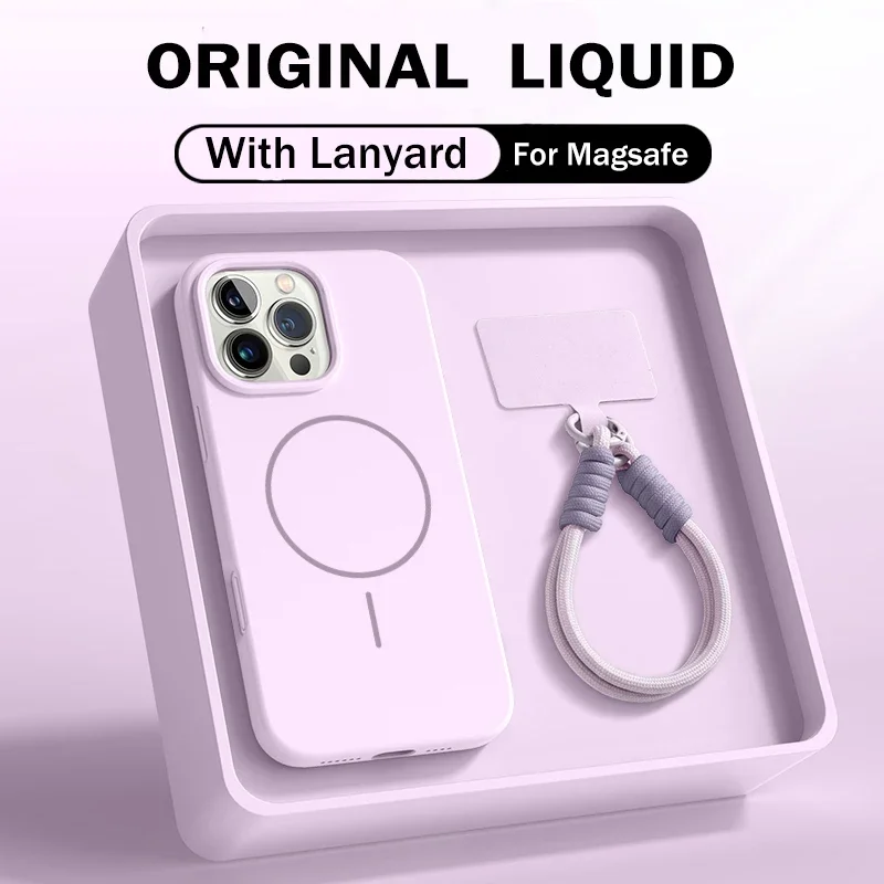 Premium Liquid Silicone Lanyard Strap Case with Magnetic Soft Cover