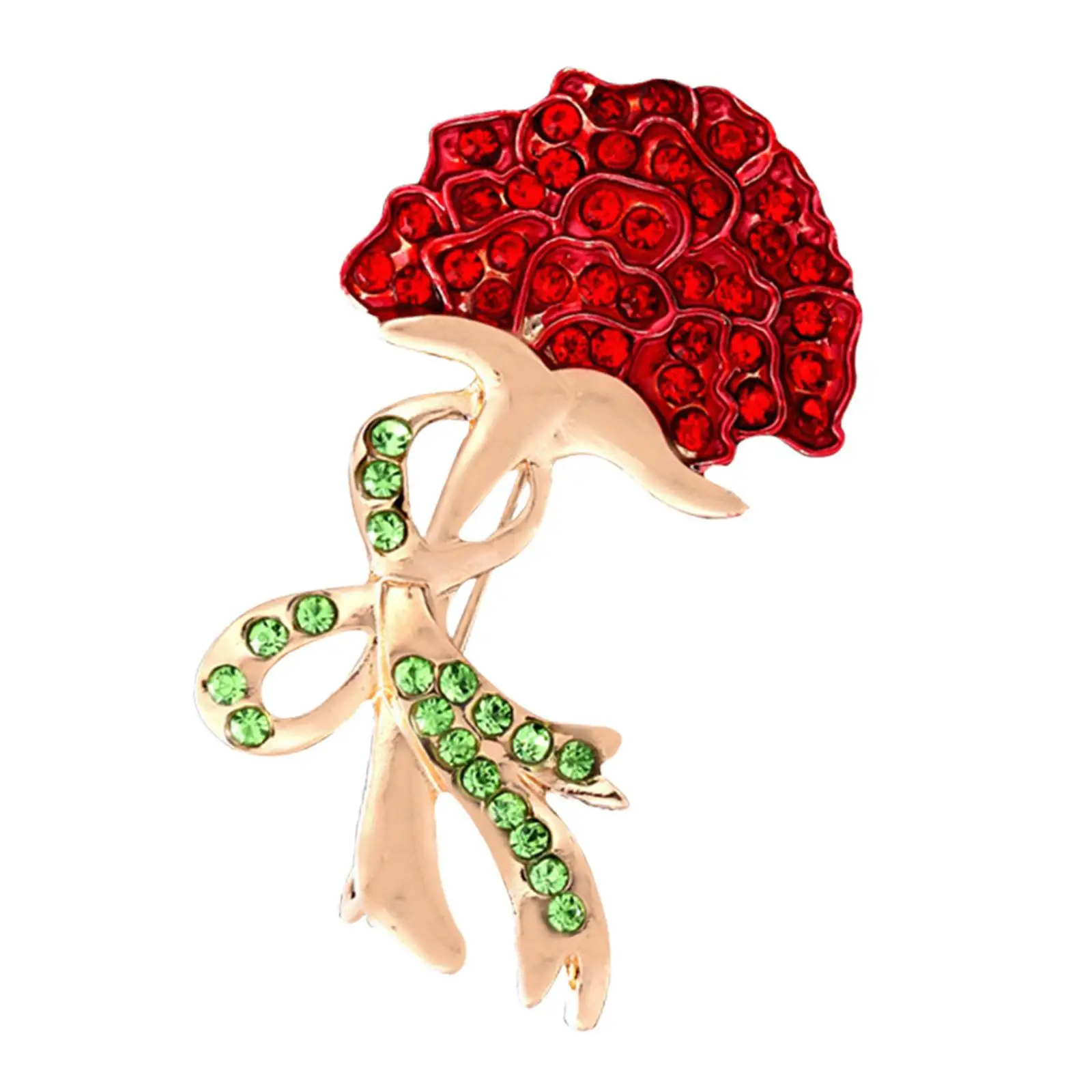 Women Rhinestone Brooch Pin Mother`s Day Gift Alloy Carnation Flower Corsage Lapel Pin for Brides Dress DIY Craft Bag Scarves