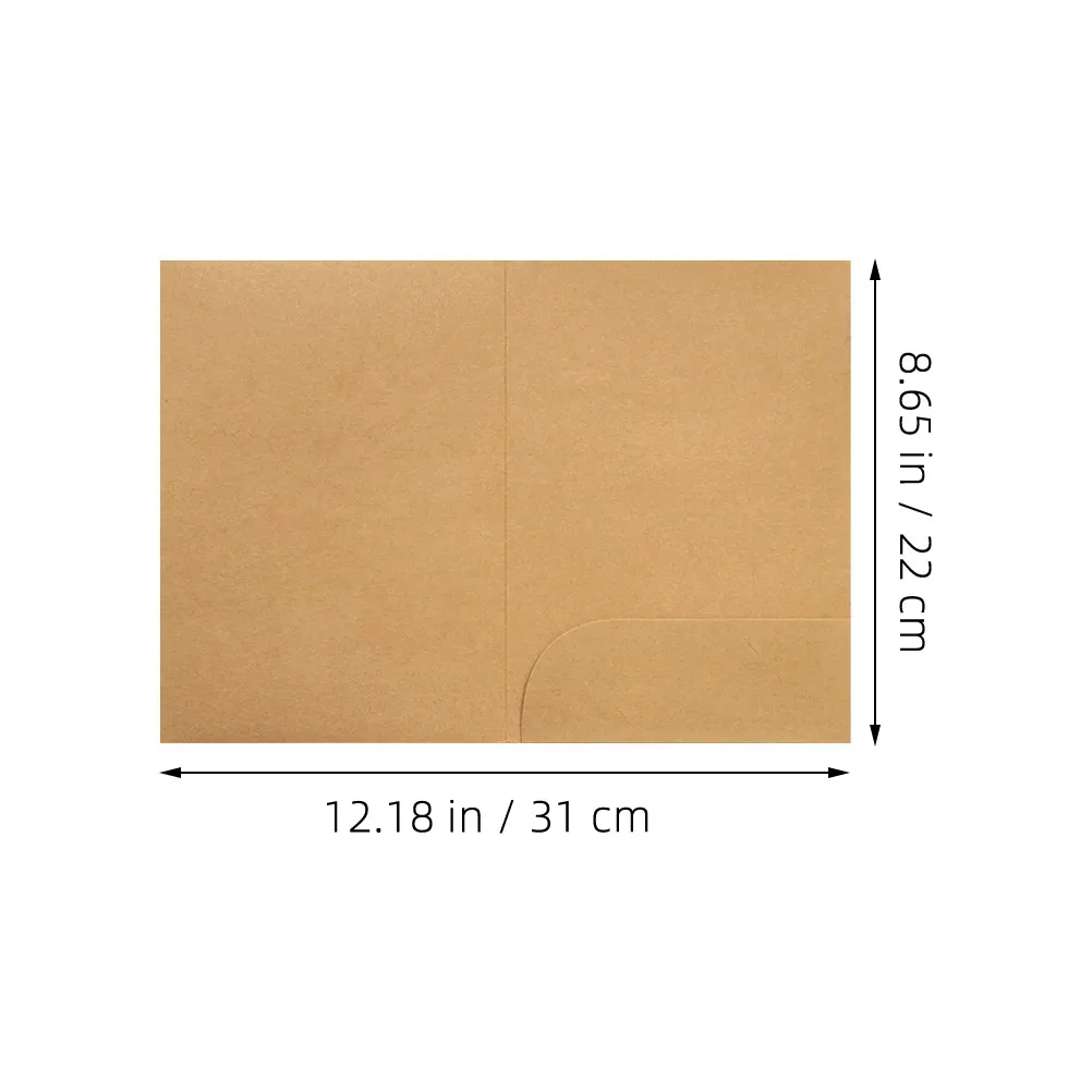 10Pcs 크래프트 종이 파일 폴더 A4 접이식 포트폴리오(포켓 포함) 학술 전문가용 세련된 미니멀리스트 문서 홀더