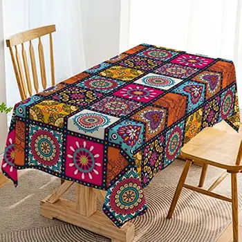 Tovaglia rettangolare impermeabile Mandala Bohemia Tovaglia colorata per la decorazione di feste di festa indiana Boho Home Kitchen Decor 1