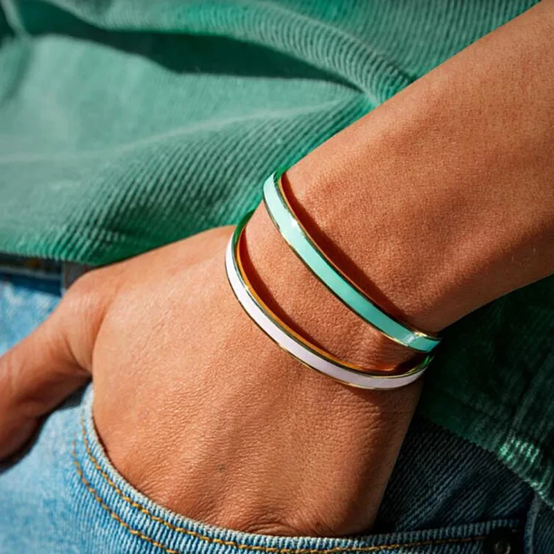 G & d minimalist isch glänzend Edelstahl glitzernden Tropf öl vergoldet Manschette Armband für Damen accessoires festliches Geschenk – Detail 9