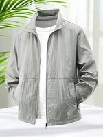 Men's UV Protection Jacket Stand Collar Lightweight Windbreaker Outdoor Zip Coat Quick Dry Sunproof Thin Skin Clothing M-8XL