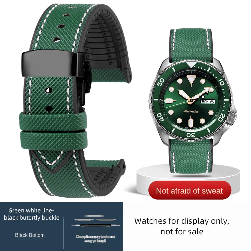 Wide Range Carbon Pattern Rubber Watch Strap - Durable and Stylish Bracelet