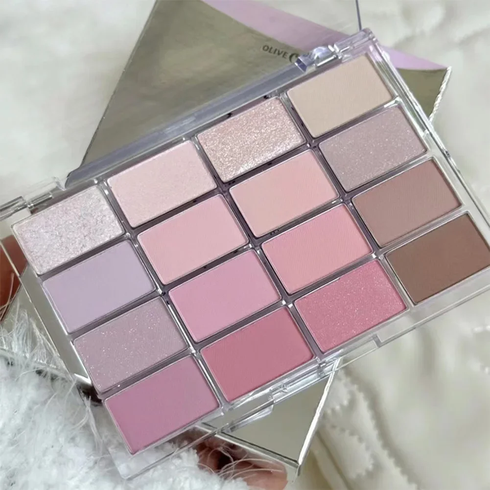 16-Color Korean Eyeshadow Palette Matte Pearlescent Low Saturation Long Lasting Brown Pink Glitter Eye Shadow Eye Makeup Palette