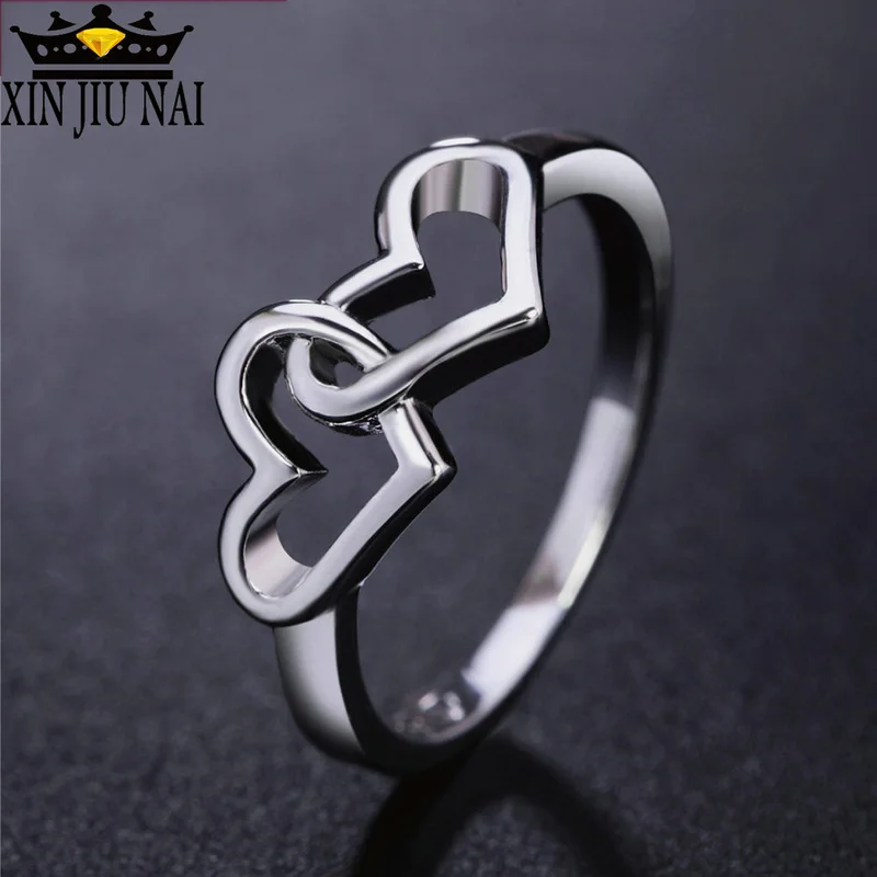 

Korea Style Simple Heart Advertising Love Heart To Heart, Holiday Platinum Gift For Mom Grandma's Girlfriends Holiday Rings