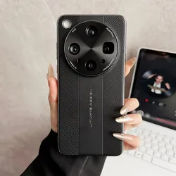 Luxury Plating Hard PU Protective Back Cover Phone Case for Find X8S Plus (Black)