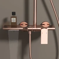 Rose Gold ก๊อกน้ําห้องน้ําร้อนเย็น Mixer อาบน้ําระบบอ่างอาบน้ํา Wall Mount รอบสปา Rainfall Luxury Shower TAP ชุด 3
