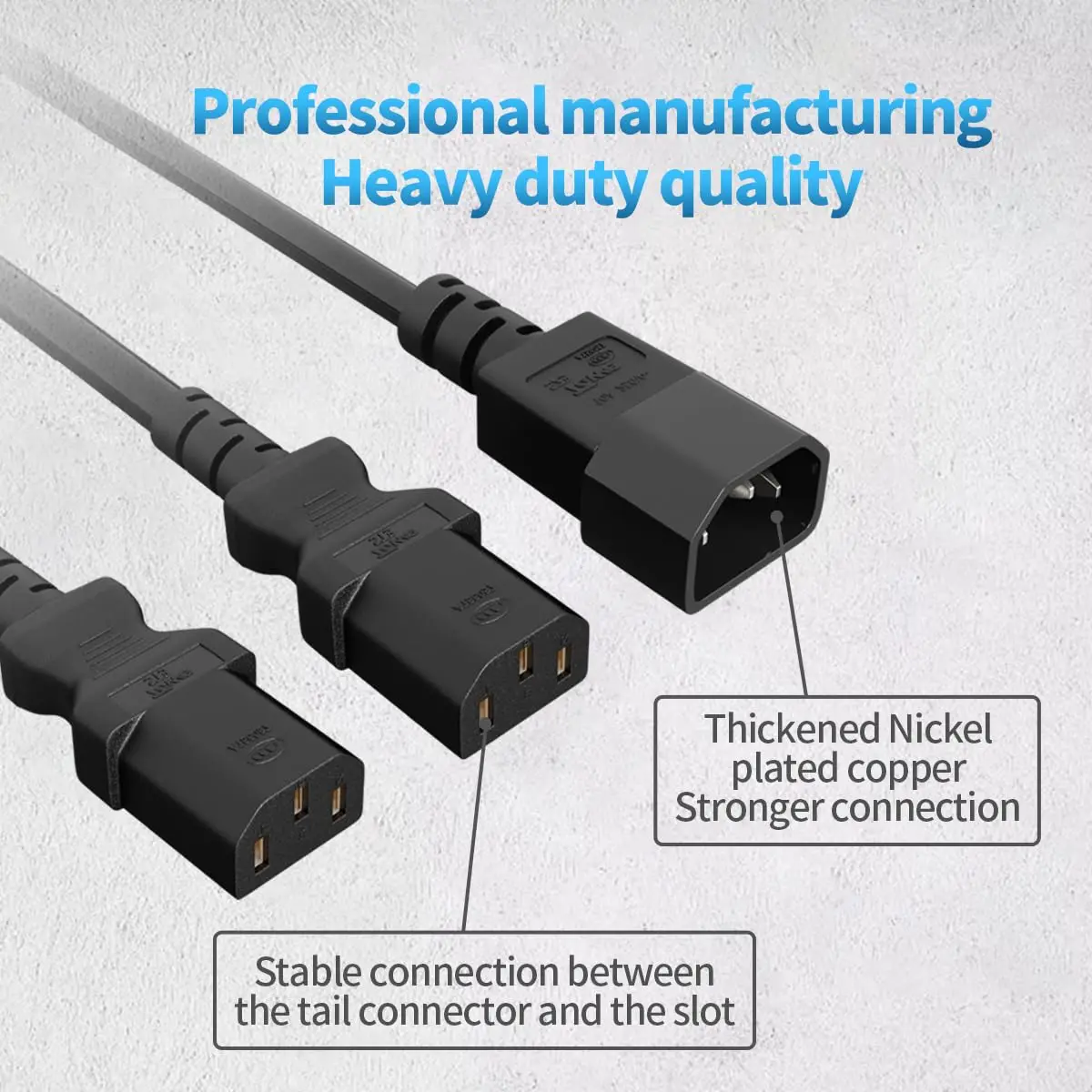 TOWE IEC C14-듀얼 C13 전원 분배 케이블 6.5 10FT 14/16 AWG 헤비듀티 10A 연장 코드 (PDU, 모니터, 서버, 컴퓨터용)