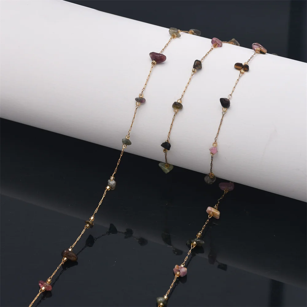 1/5/10 미터 스테인레스 스틸 천연석 전기석 페르시 링크 체인 목걸이 팔찌 Anklets DIY 쥬얼리 용품 만들기