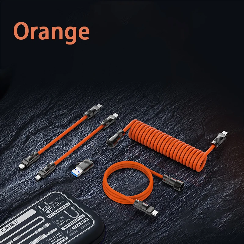 UVOOI Liquid Silicone Fast Charging Data Cable 120W Geek Spring Charging Wire Spliced Charging Cable for iPhone Tablet Notebooks