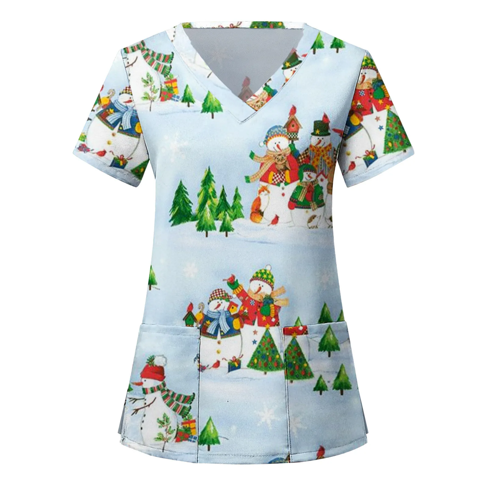 Uniformes da enfermeira do natal das mulheres esfrega médicos de manga  curta dos desenhos animados boneco de neve imprimir trabalhando enfermeiras  uniformes workwear elástico topos - AliExpress