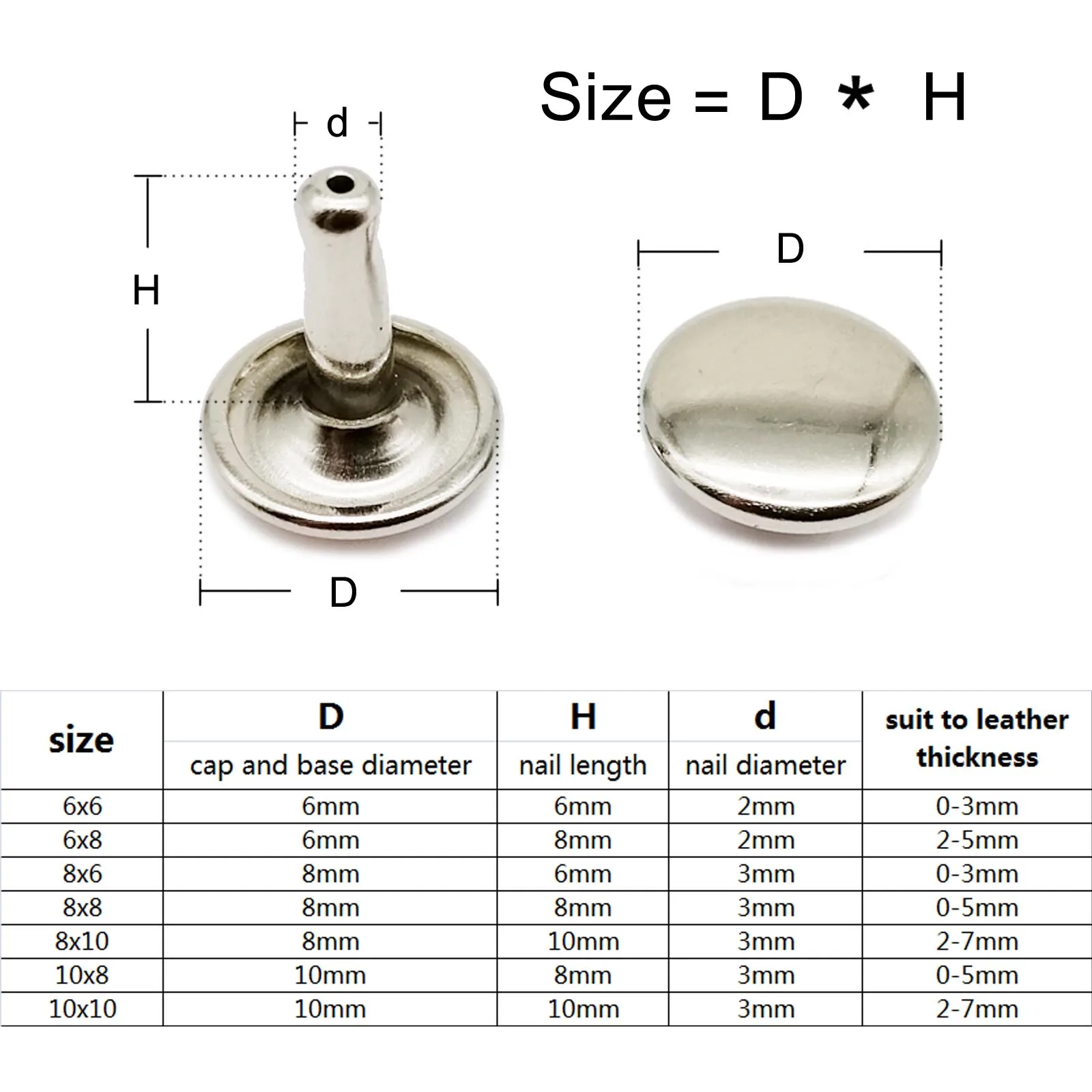 Metal Rivets 50 sets High Quality Iron Double Cap Round Rivet Spike Stud for Leather Belt Wallet Bag Clothes Decorative DIY Repair with Tool metal rivets