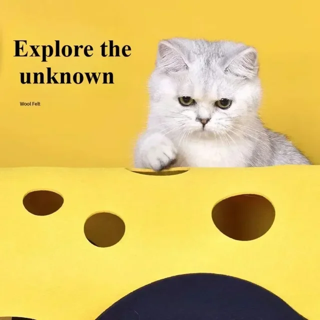 1PC Cat Tunnels Bed Foldable Pet Tunnel Tube Bed with Holes DIY Cats Play Mat Cat Activity Rug Toy for Interactive 2