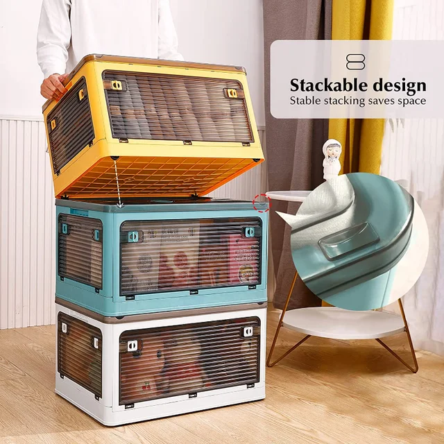 Műanyag Tárolóedények Totot Tartalmazó Tartály Szervező Fedelet És Biztonságos Reteszelő Csat, Átlátszó Összecsukható Tárolódoboz Hengerrel - Image 2