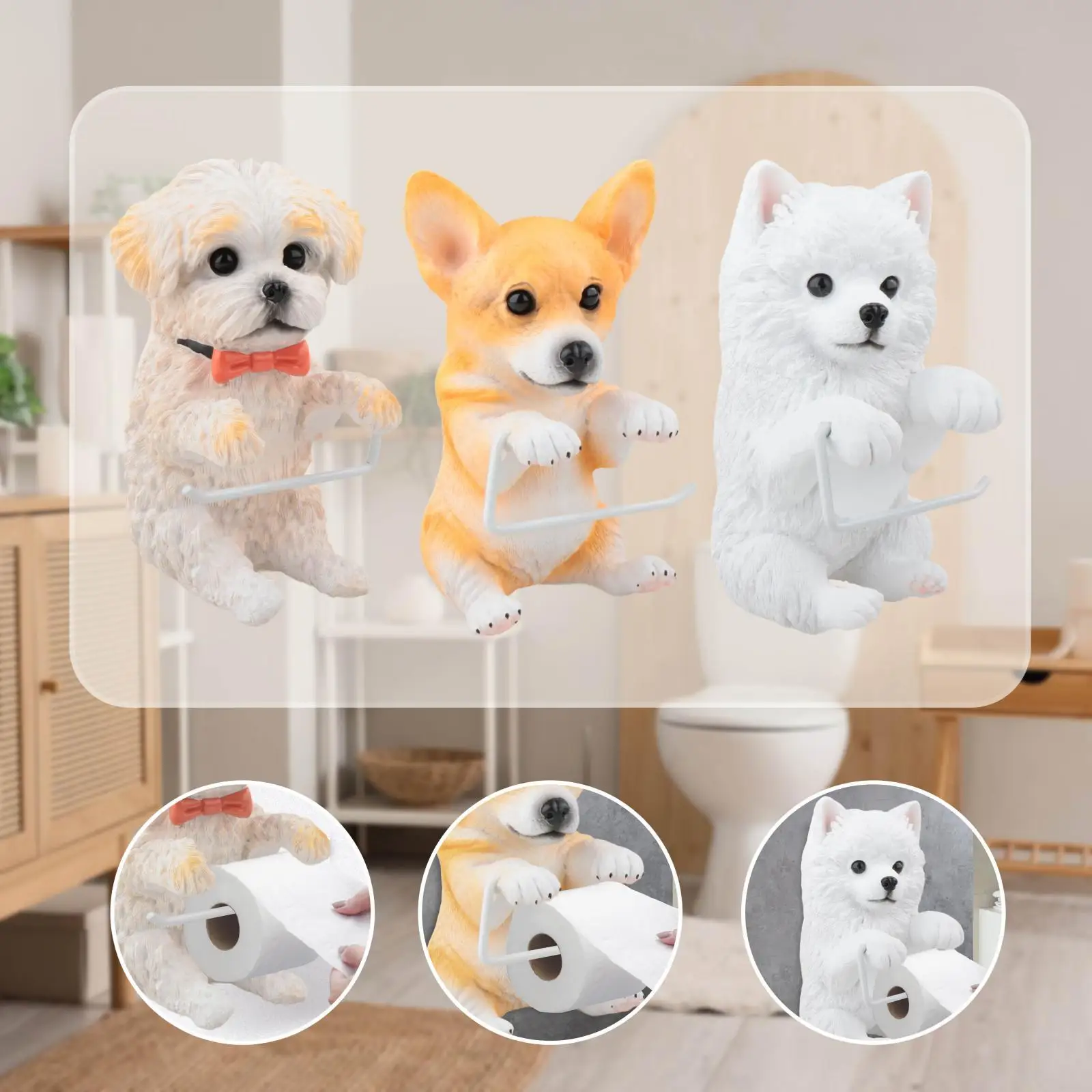 Toilet Paper Roll Holder Creative Toilet Tissue Holder Cartoon Animal Shape Tissue Wall Mounted Rack for Dining Room Toilet
