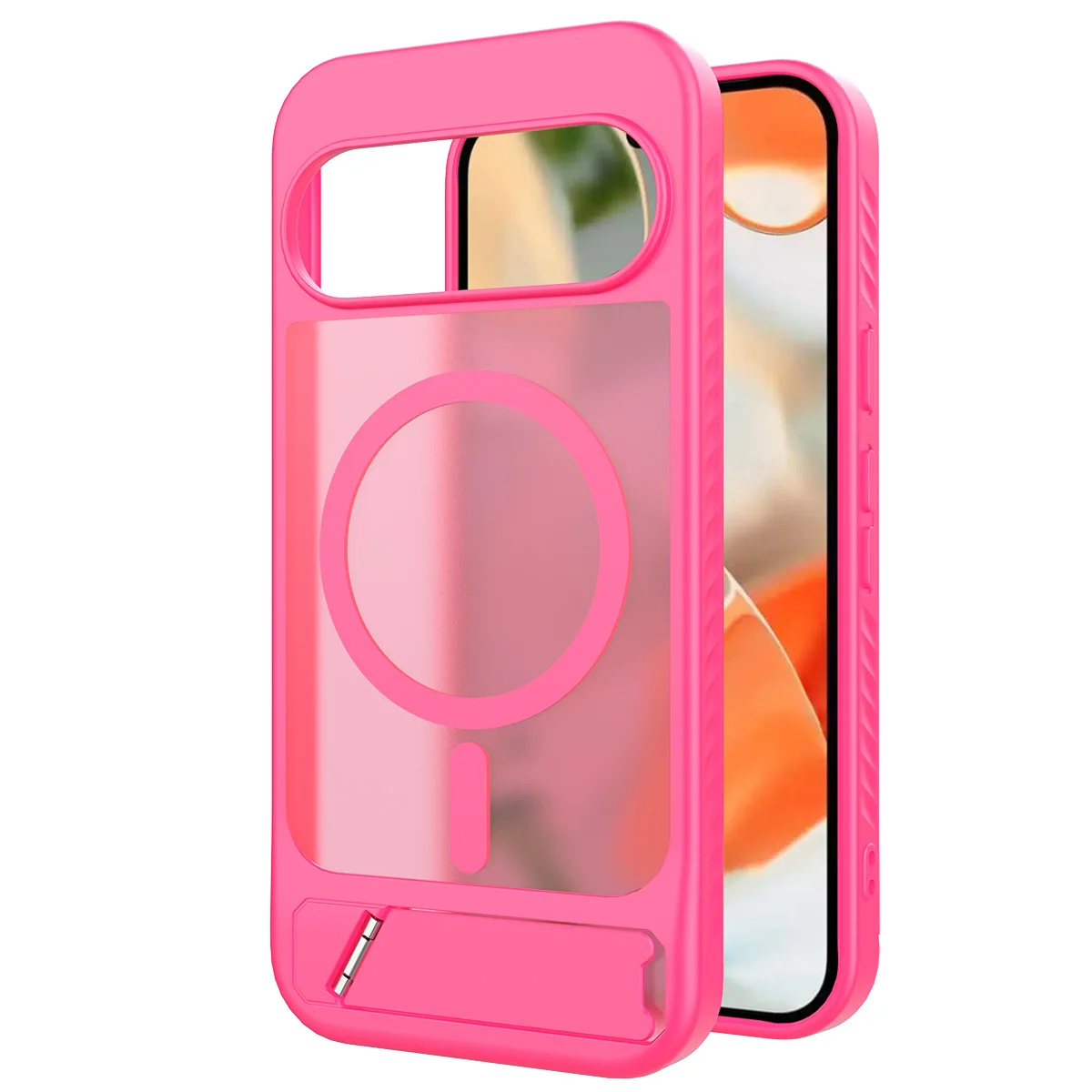 Luxury Magnetic Folding Stand Translucent Phone Case with Magsafe Wireless Charging Compatibility and Matte Armor Finish