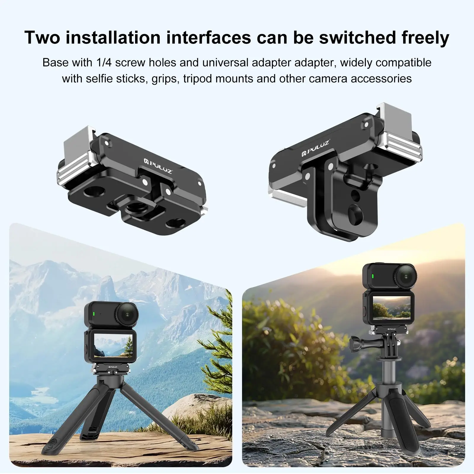 For DJI Osmo Nano / Action 6 PULUZ Magnetic Metal Quick Release Base Mount