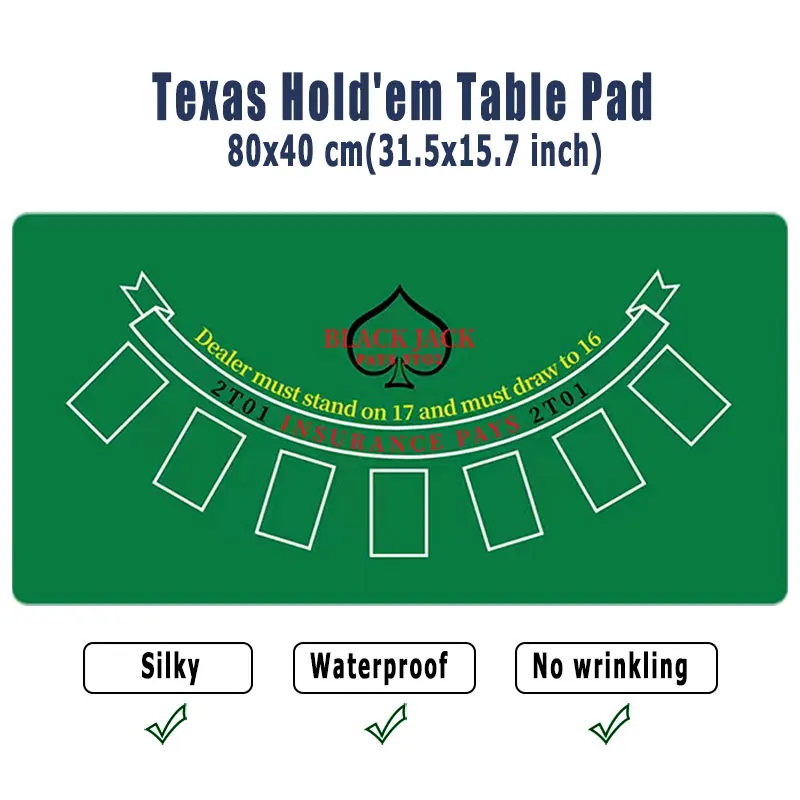 

Texas Hold'em Table Pad Portable Rubber Foam Poker Table Mouse Pad Keyboard Office Gaming Table Pad Gambling Players Game Layout