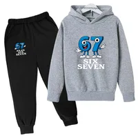 Six sept chiffres drôles dessin animé imprimé enfants printemps automne décontracté 2 pièces sweat à capuche + pantalon de jogging survêtements 2-13 ans garçons filles vêtements 4