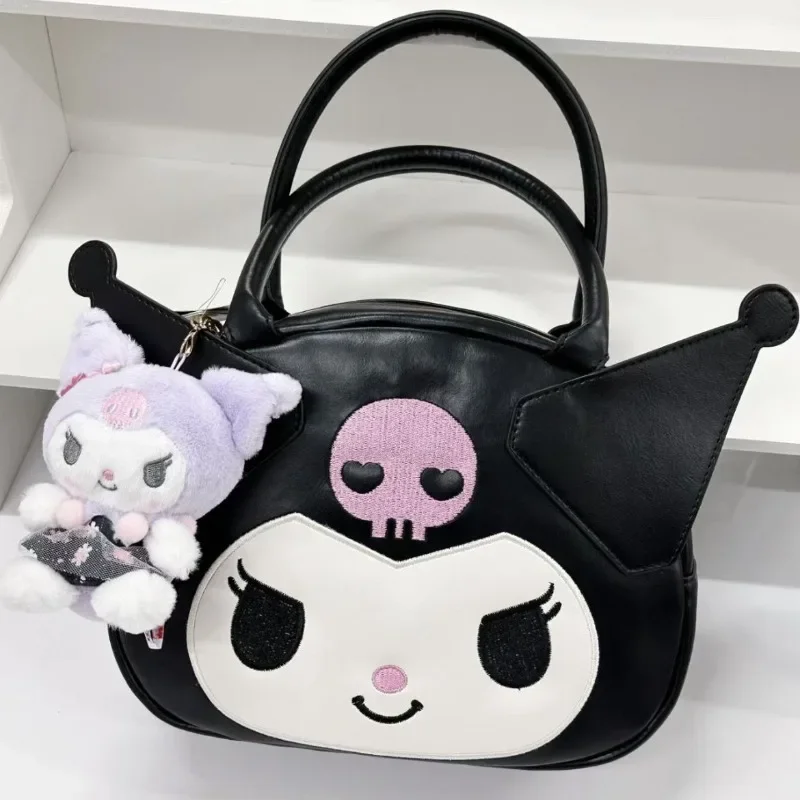 

Kawaii Sanrio Anime Kuromi PU Handbag Cute Cartoon Large Capacity Leather Embroidery Sweet Lovely Crossbody Bag Gifts for Girls