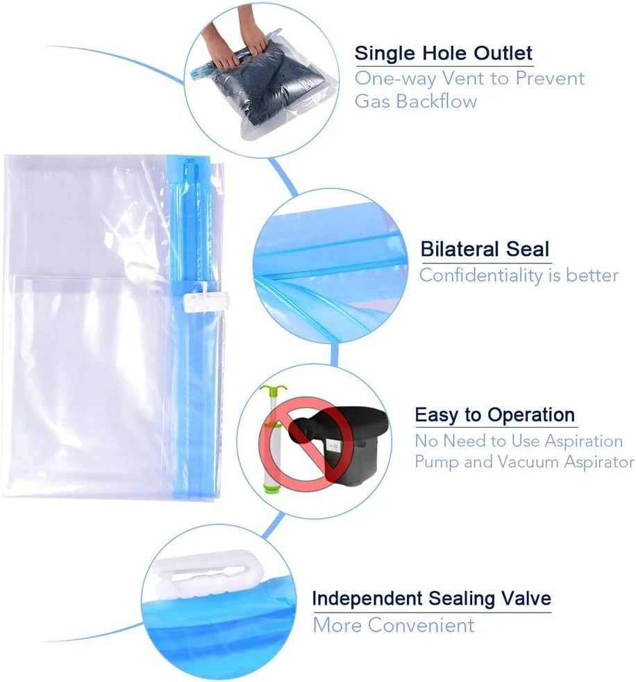 Vacuum Travel Compression Bags for Clothes - Space-Saving Roll-Up Pack