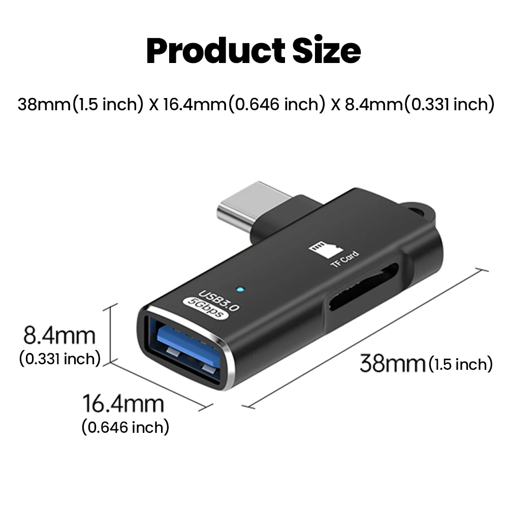 2-in-1 타입 C OTG 어댑터 USB3.0 - 타입 C/TF 메모리 카드 리더 고속, 아이폰 15 16 화웨이 노트북 USB 타입 C 어댑터 호환