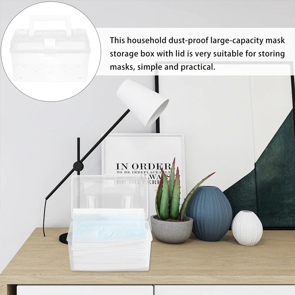 2 Pcs Storage Box Multifunctional Mask Dispenser Face Facial Boxes Masks Transparent Case Organizer with Cover