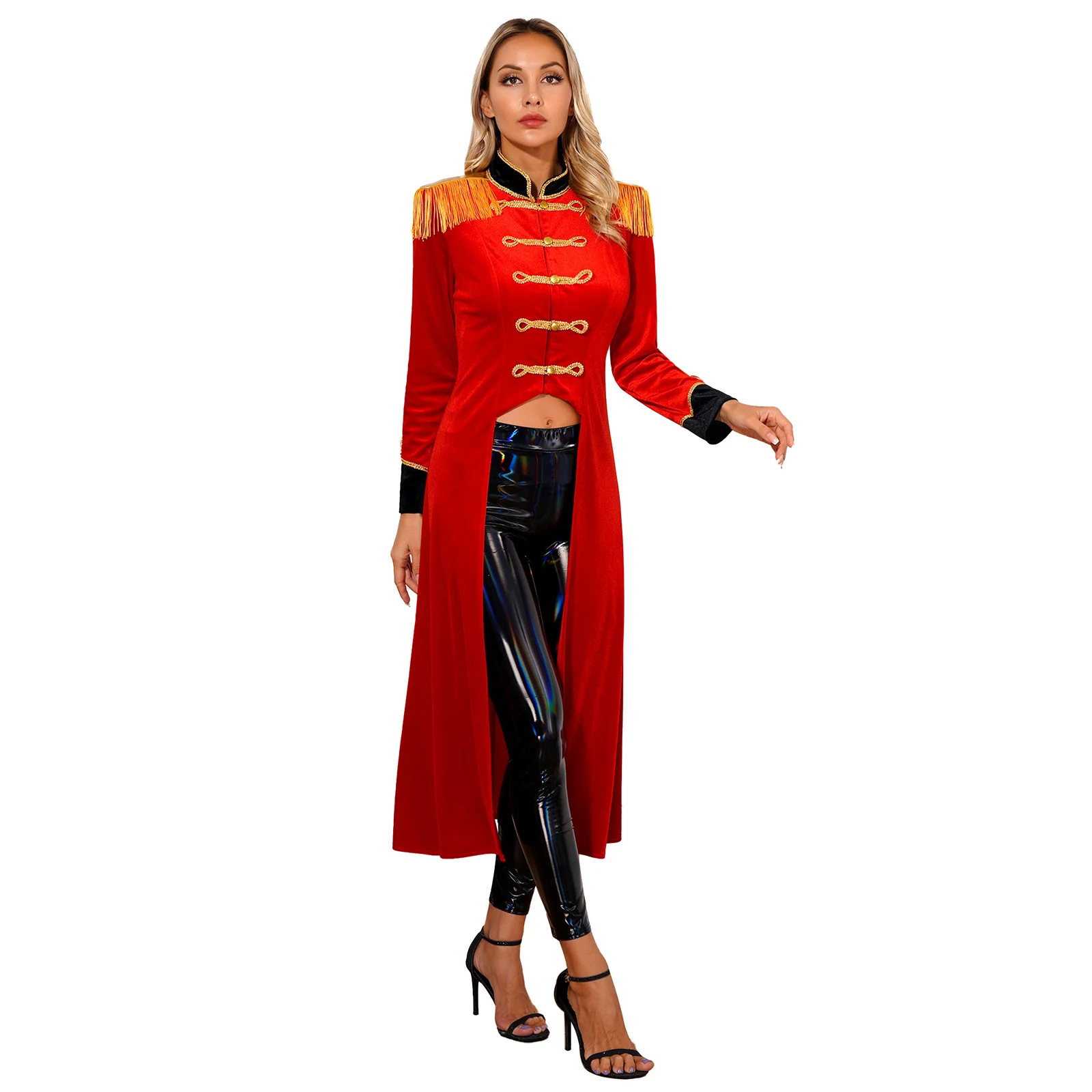 Women's Jacket Coats Halloween Circus Velvet Tuxedo Tailcoat Fringe Shoulder Boards Renaissance Gothic Jacket Cosplay Costumes