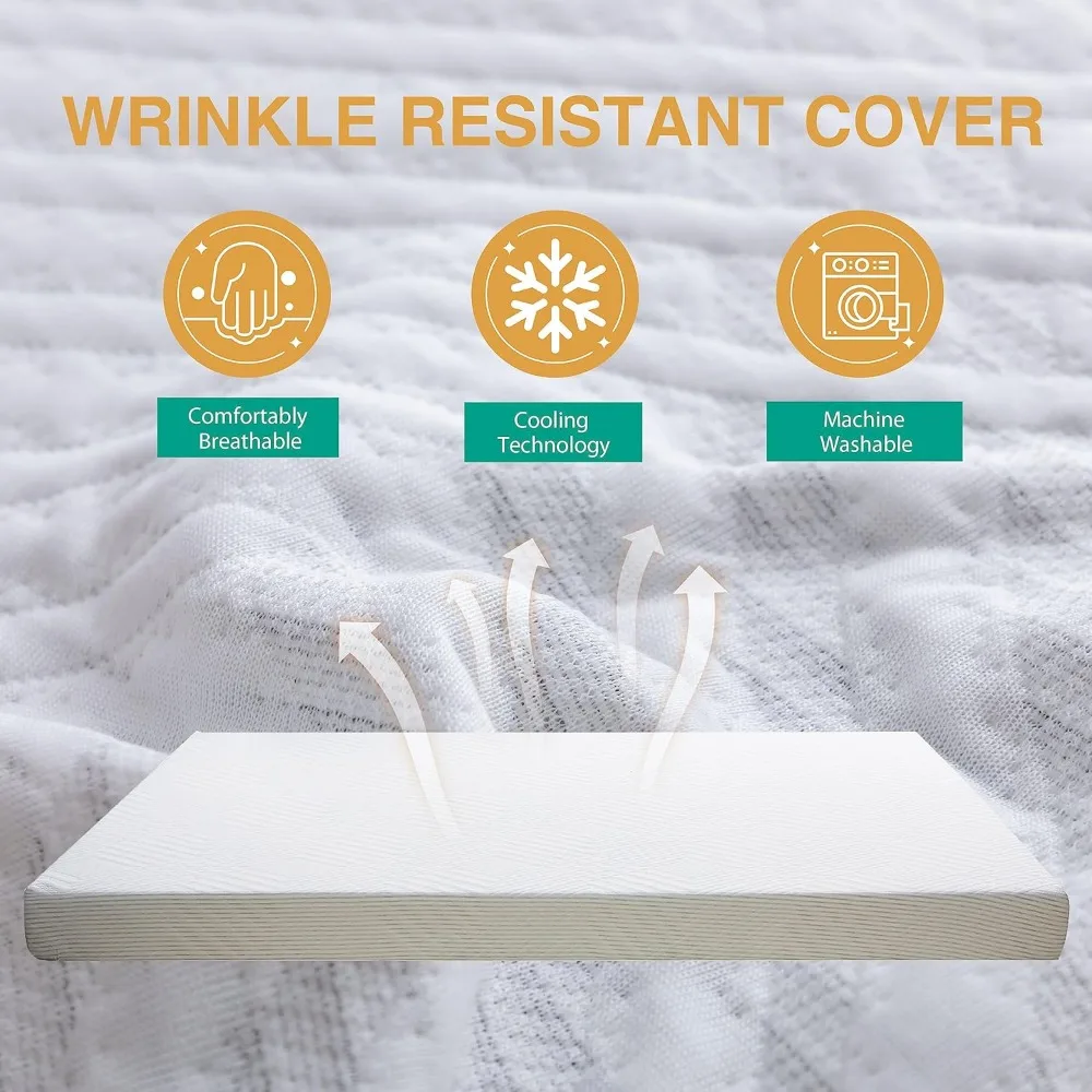 4.5 Inch Memory Foam Sofa Bed Mattress Replacement with Fiberglass Free and Washable Cover 5