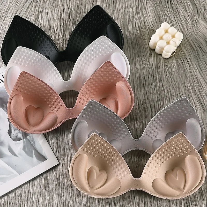 

Womens Latex Bra Pads Cups Inserts Thicken Sponge Reusable Triangle Breast Cushion Breathable One piece Swimsuit Push-Up Bikini