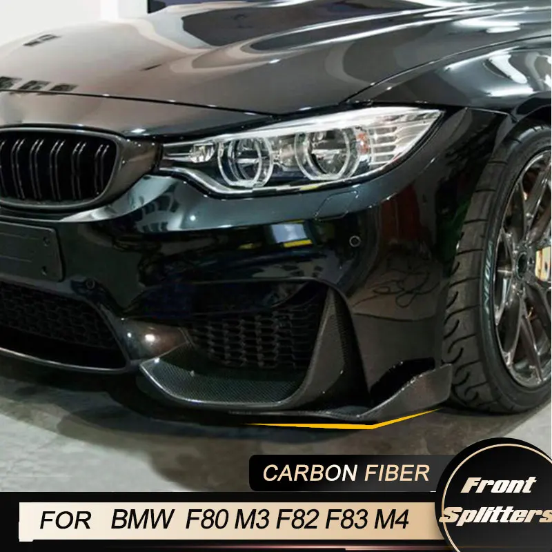 Car Front Bumper Splitters Flaps for BMW F80 M3 F82 M4 Sedan Coupe Convertible 2014-2017 Front Splitters Cupwings Carbon Fiber