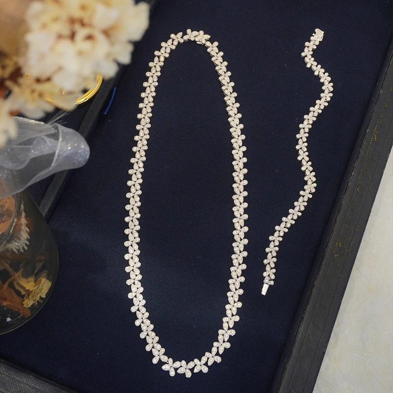 Aazuo 18K White Gold Real Diamonds Senior Banquet Jewelry Set Weave Necklace Bracelet Gift For Women Engagement Wedding Party 1 Aazuo 18K White Gold Real Diamonds Senior Banquet Jewelry Set Weave Necklace Bracelet Gift For Women Engagement Wedding Party
