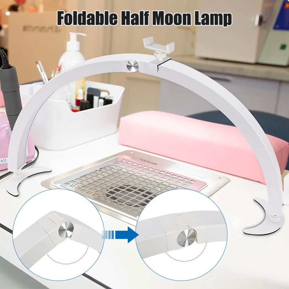 Lampada A LED A Mezzaluna 28 Pollici Per Estetiste | 40W 2000LM, Temperatura Colore 3200K-5600K Regolabile | Con Telecomando E Base Antiscivolo