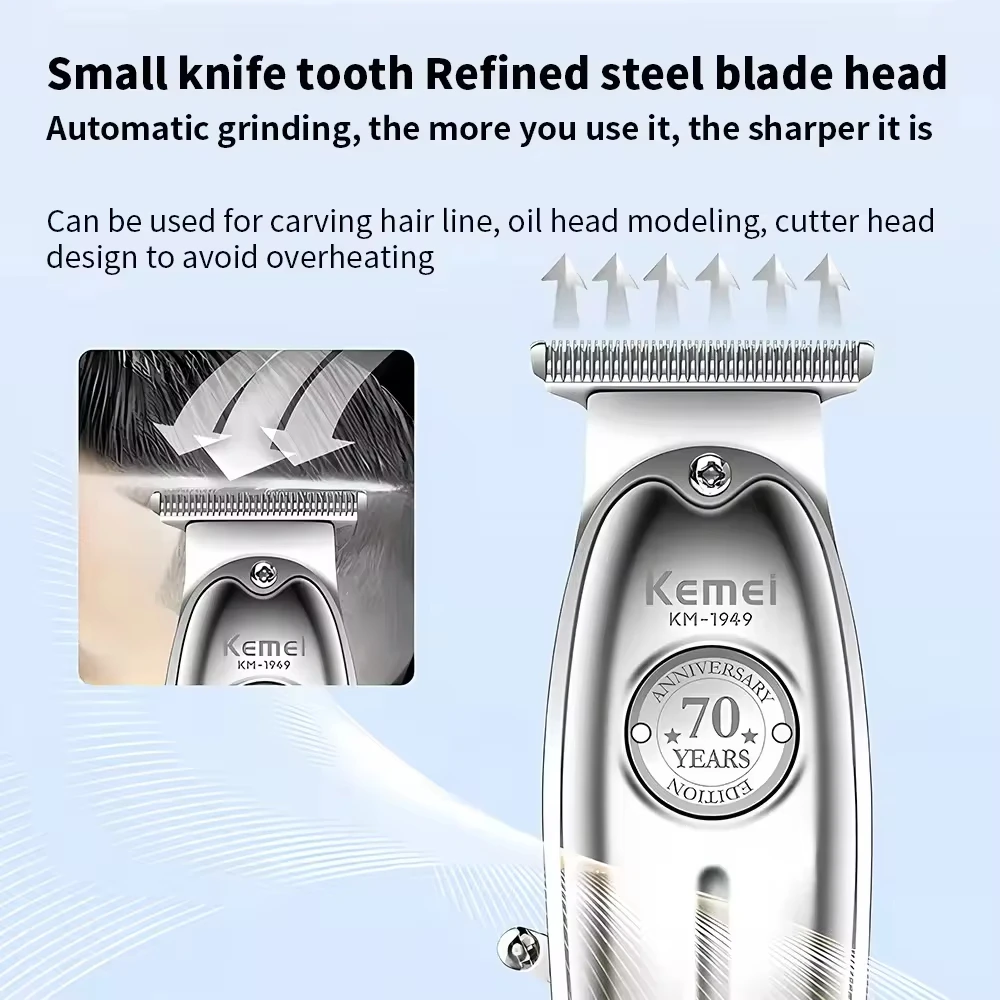 Kemei KM-1949 Gold or Sliver All metal Electric Hair Clipper KM-2028 Rechargeable Men's Shaver Professional Cordless Trimmer 3