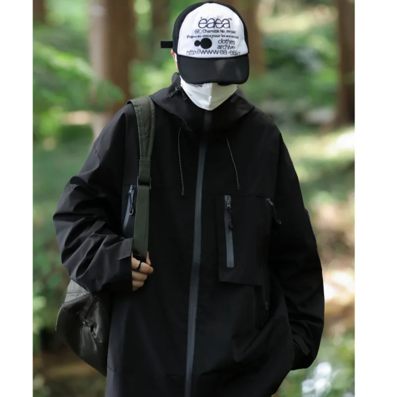 

American Batas Hoodie Jacket Cardigan Outdoor Sport Coat Autumn Winter Casual PU Coating Loose Fit Interchange Jacket Thined Top