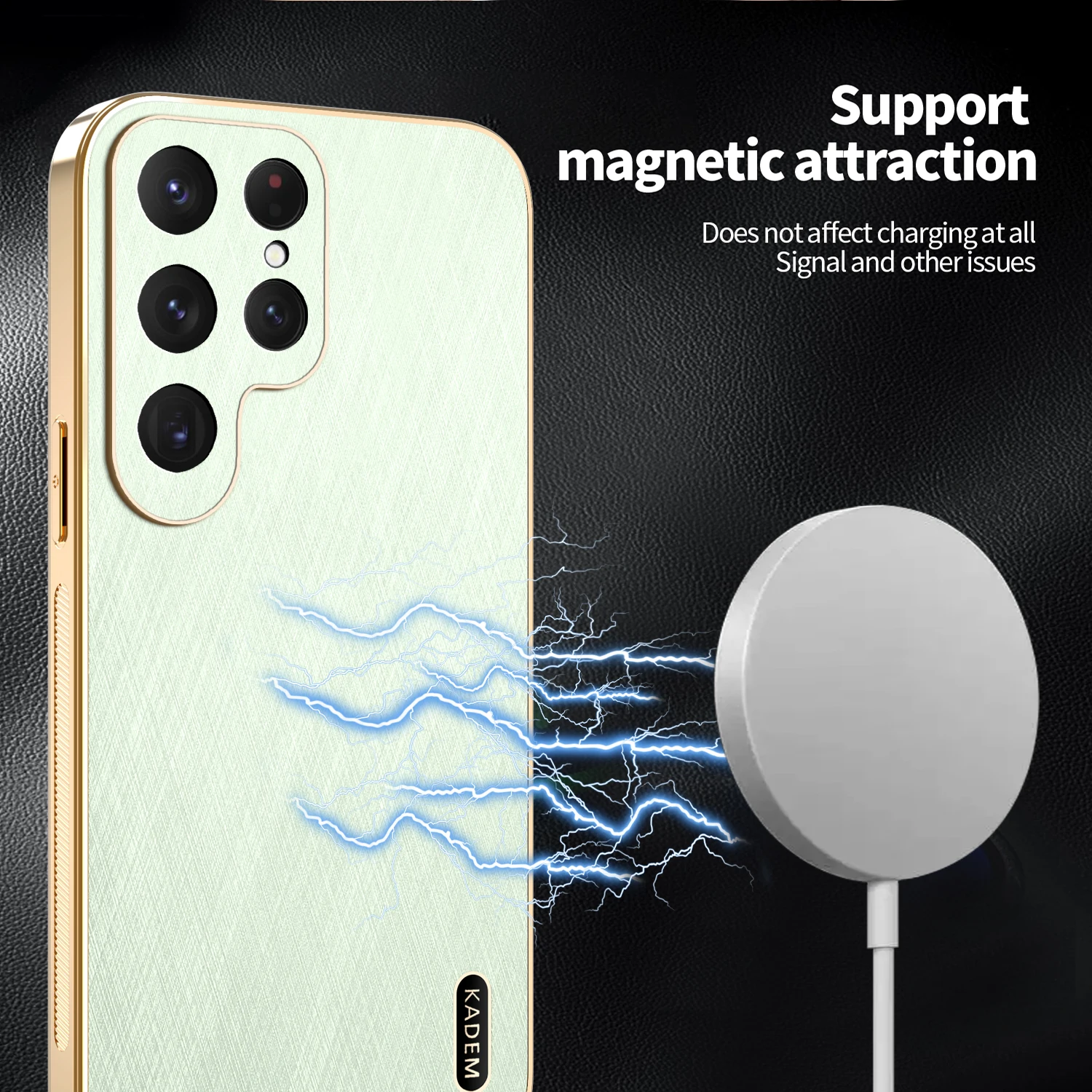Gold Silk Luxury Plating Shockproof PU Leather Phone Case