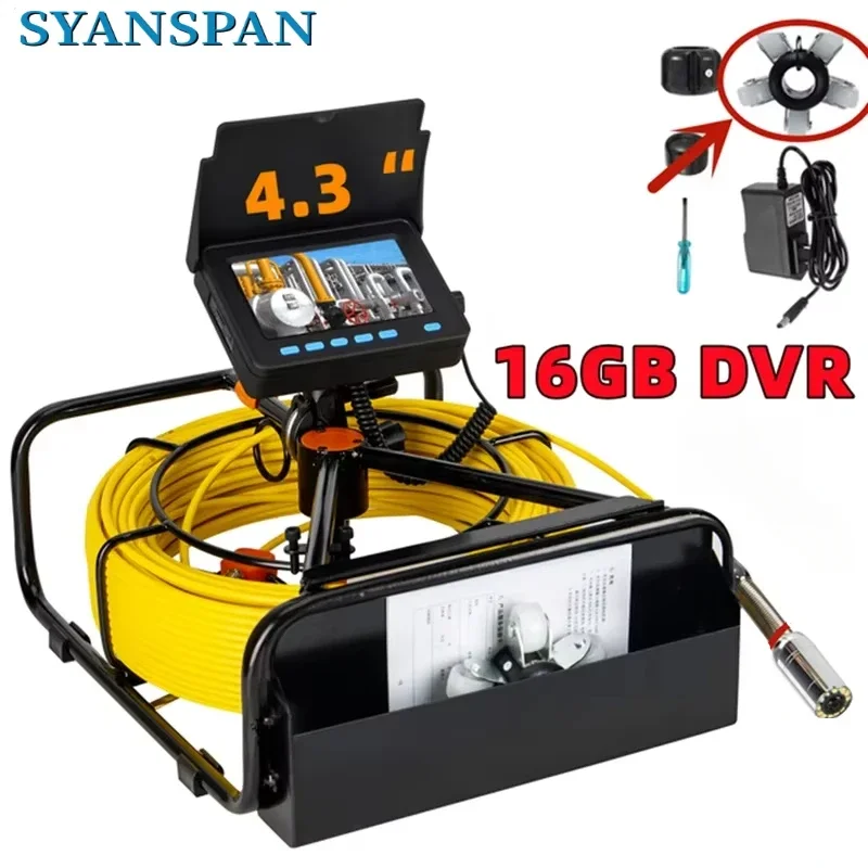Sewer Pipe Inspection Camera DVR 16GB Video Recording,SYANSPAN Drain Industrial Endoscope Waterproof 8500MHA Battery 20/30/50M 1