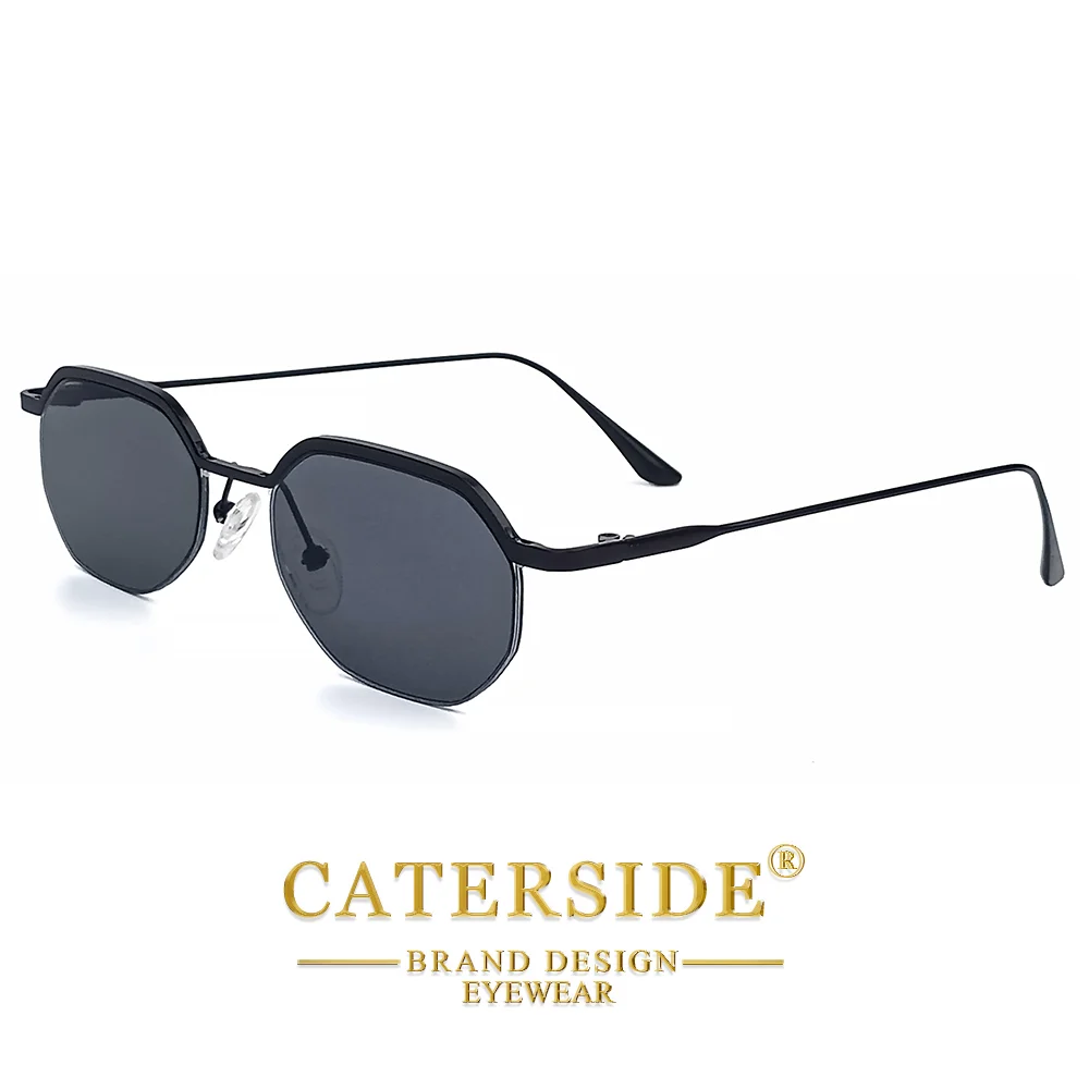 CATERSIDE Neue Retro-Sonnenbrille für Herren, polygonale Punk-Sonnenbrille mit kleinem Halbrahmen für Damen, Geschäftsreisen, Party, Brillen, UV400 – Detail 4