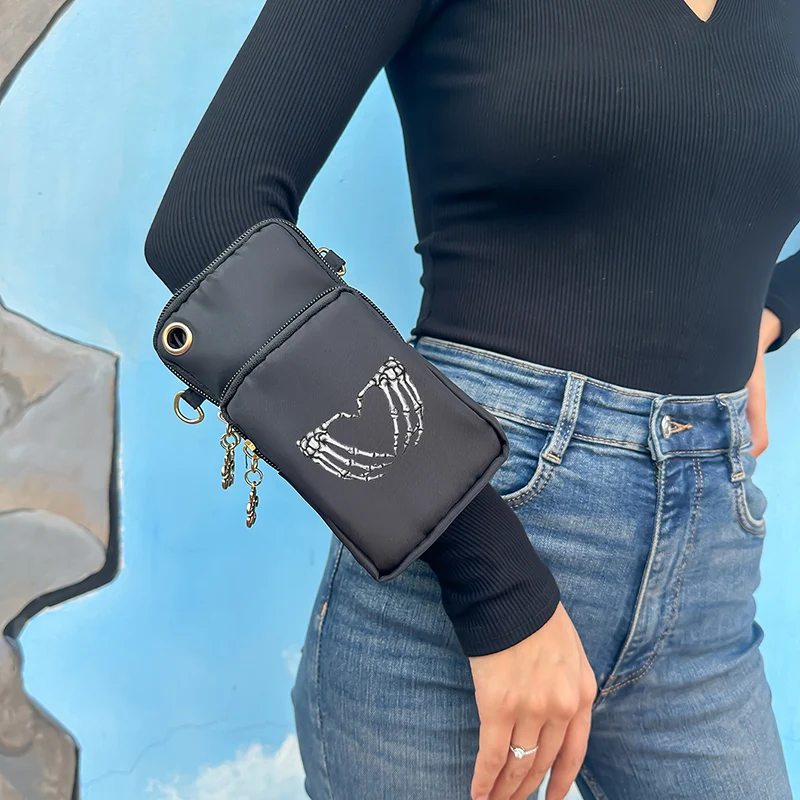 4 Color Mobile Phone Bag Men's Simple Fashion Love Print Crossbody Mini Multi-Function Canvas Change Small Crossbody Bags