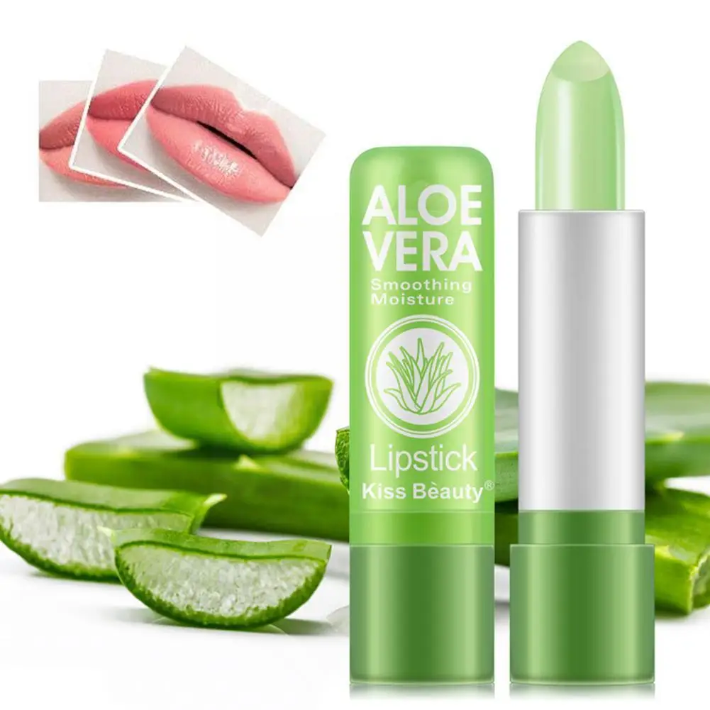 1PC Moisture Lip Balm Long-Lasting Natural Aloe Vera Lipstick Changing Long Anti Aging Lasting Lipstick Moisturizing Mood C J4I6