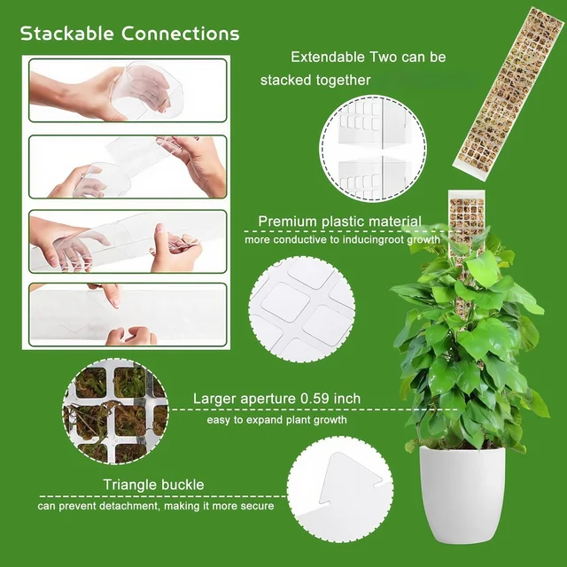 24/36/48 Inch Plastic Moss Pole for Monstera, Large D Shaped Poles Pot Climbing Plants Work Sphagnum Moss, Garden Growth Stake 6