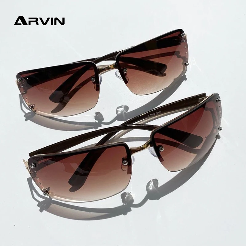  - Wrap Around Y2K Sunglasses for Women Men Shield Flat Top Sunglasses Futuristic Frameless Gradient Lens Sun Glasses Eyewear