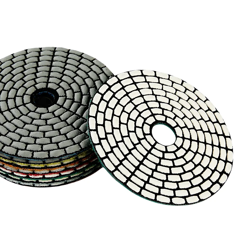 7-teiliges Set 4 Zoll Trocken-Polierpads Scharfe Flexible 100mm Diamant-Polierpads für Granit, Marmor, Stein, Beton Schleifscheibe