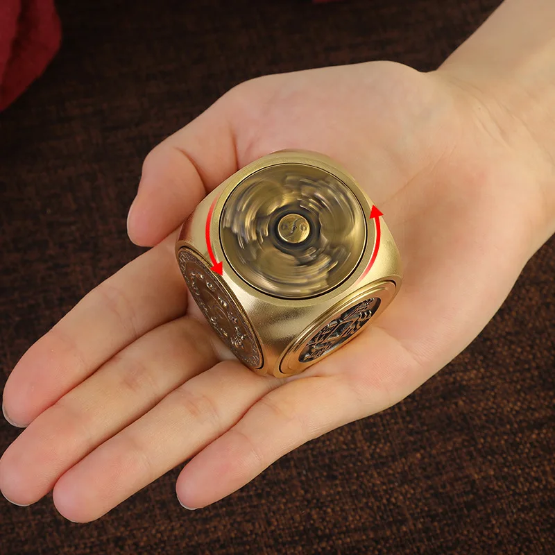 Copper Stress Relief Cube Six-faced Four Beasts Fidget Spinner EDC Decompression Cube Adult Antistress Fidget Toys