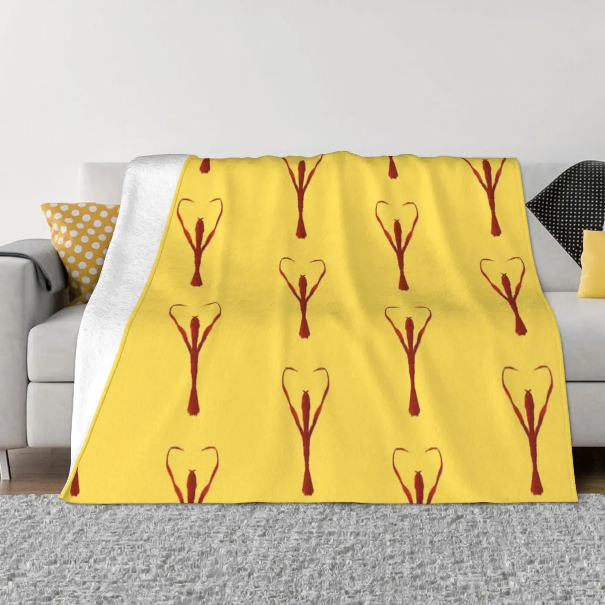 

Red Lobster on Yellow Throw Blanket Warm Cute Plaid Blankets