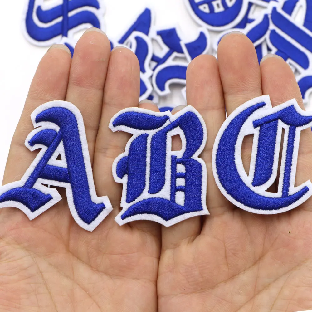 1PCBlueGothicAlphabetEnglishPatchesIronOnLettersPatchAZ